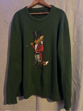 Akoo Forest Green Fox Graphic Crewneck Sweater size 3XL